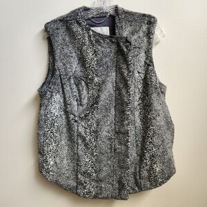 Rachel Rachel Roy Faux Fur Cardigan Vest Women M Black Sherpa Mob Wife Boho Chic